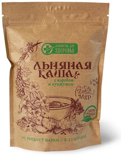 Каша льняная Лакомства для здоровья с кэробом и кунжутом, 400 г