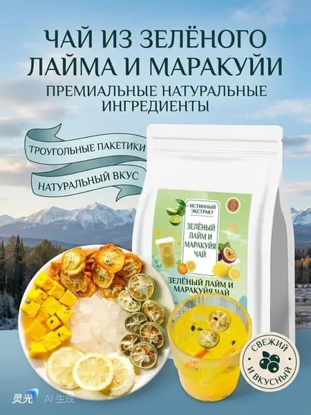 Лучший летний напиток - чай с зеленым апельсином, лимоном и маракуйей в индивидуальной упаковке.