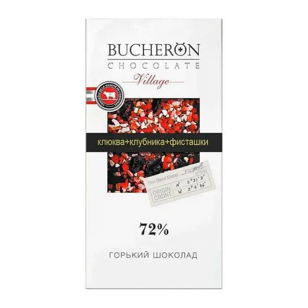 Горький шоколад с клюквой-клубникой-фисташкой Bucheron Village 85г