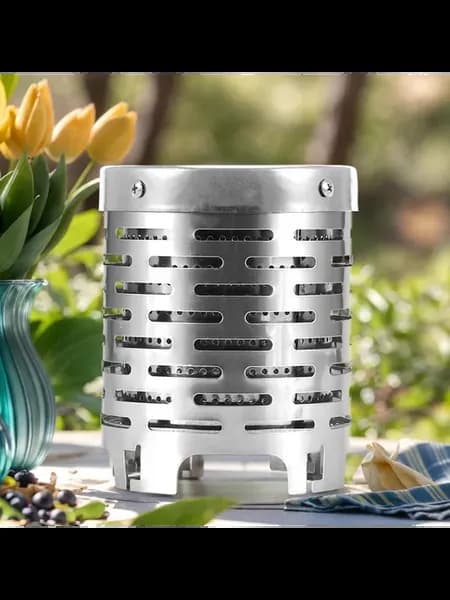 Мини газовая плита с защитным чехлом для кемпинга, серебро