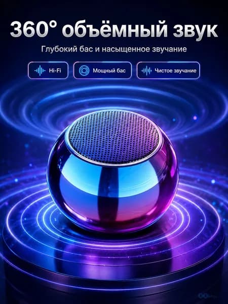 Мини Bluetooth-колонка S-MINI, Bluetooth 5.3, мощный бас, портативная беспроводная акустика, TWS стерео, 360 звук