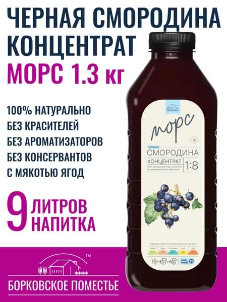 Морс Черная смородина, концентрат, сироп 1л (1.3 кг), натуральный