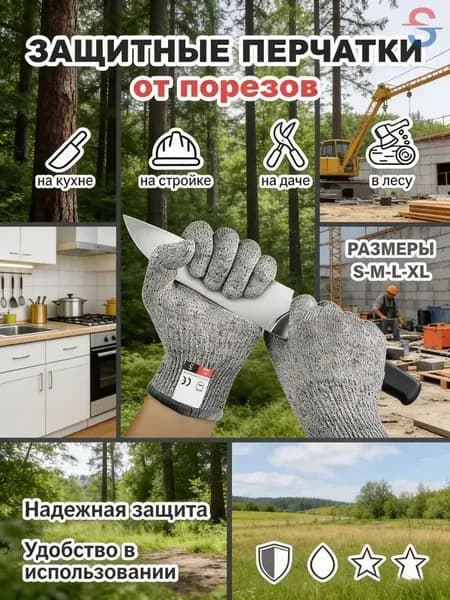 Перчатки рабочие, защитные от порезов