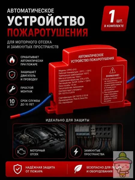 1PCS Самосрабатывающий аэрозольный огнетушитель для электрощитов, серверов и автомобиля / Автоматическая система пожаротушения компактная, срок службы 10 лет