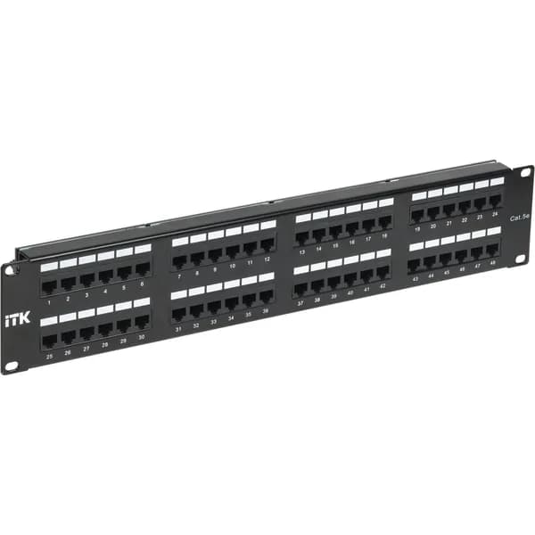 Патч-панель ITK (PP48-2UC5EU-D05) 19" 2U 48xRJ45 кат.5E UTP