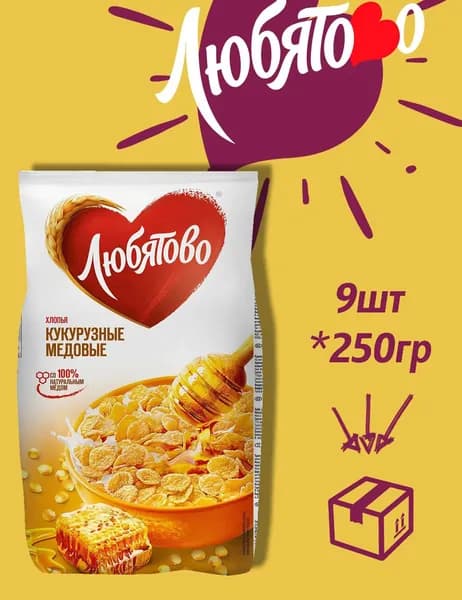 Хлопья Кукурузные Медовые 250гр