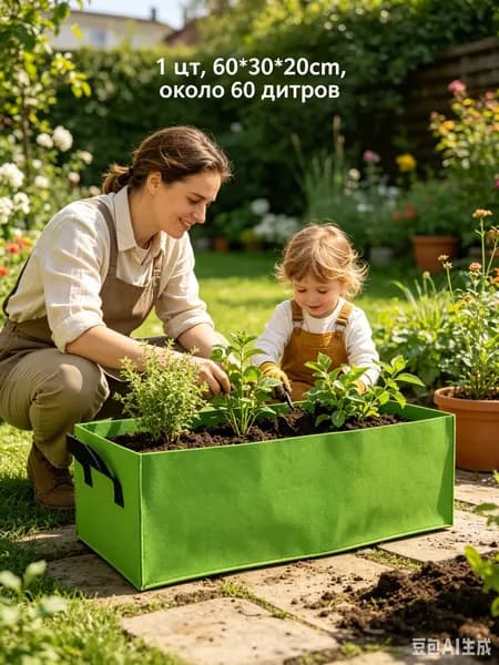 Ящик для цветов 60 л, 20 см, 1 шт, цвет темно-зеленый
