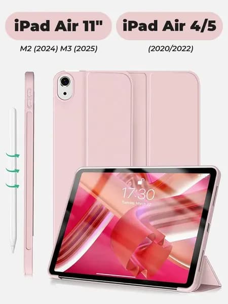 Чехол для iPad Air 11 M3 (2025), Air 11 M2 (2024), Air 5 (2022), Air 4 (2020), светло-розовый