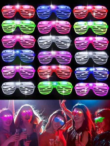 Очки Жалюзи Светящиеся LED - 3 Режима, 1 шт, Вечеринка