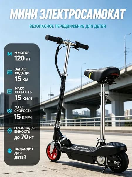 Электросамокат Мини складной 120Вт грузоподъемность до 70 кг, желтый