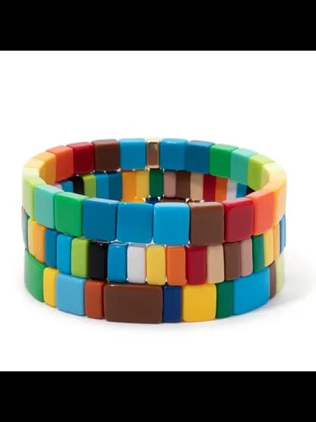 Браслет из акрила, многоцветный, Metal Color One Set