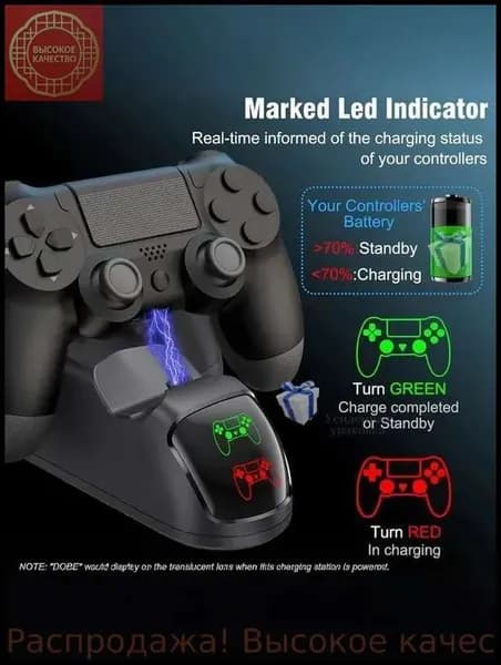 Док-станция для зарядки 2 геймпадов PS4 (Pro/Slim) беспроводное зарядное устройство для контроллеров DualShock 4