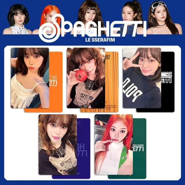 Карточки LE SSERAFIM Spaghetti Фотокарточки Коллекционная карточка 5.4*8.6cm 5 шт