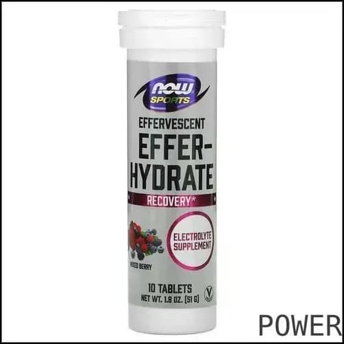 NOW Foods, Sports, Effer-Hydrate, восстановление, ассорти ягод, 10 таблеток, 51 г (1,8 унции) POWER