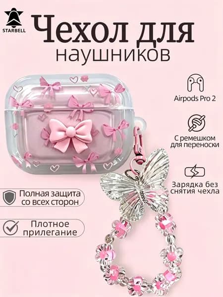 Чехол AirPods Pro и Pro2 Прозрачный / Защитный чехол для Аирподс Про 2 Бабочки