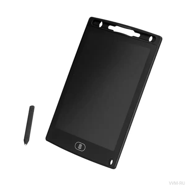 Пишущая таблетка 8.5 дюймов: полноэкранная портативная LCD-доска для письма, рисования, граффити и записи совещаний, черного цвета, с ручкой, батарейка кнопочная CR2016 75mAh, 1 штука