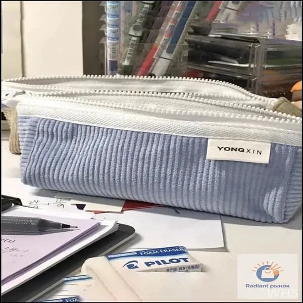 Простой пенал из вельвета пастельных тонов, портфель для школьных принадлежностей, многофункциональный органайзер