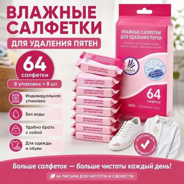 Средство для ухода за одеждой Салфетки влажные для одежды