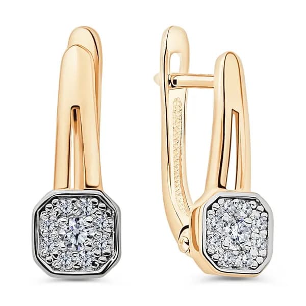 Серьги женские с фианитами из красного золота 375 пробы 585GOLD