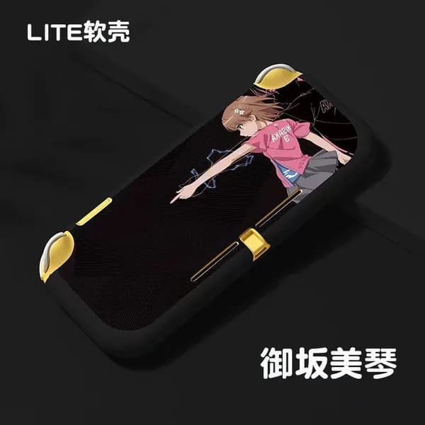 Защитный чехол полуобъемный для Nintendo Switch Lite: тематический дизайн с Микото Мисака (Рыцарь Трех) из A Certain Magical Index