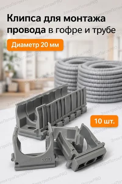 Крепление для труб 20 мм, 10 шт.