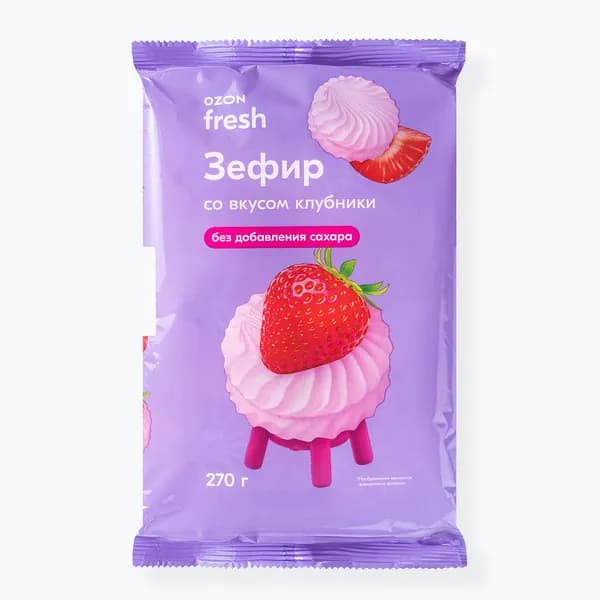Зефир без сахара клубничный 270 г, Ozon fresh