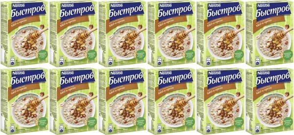 Каша Nestle Быстров 5 злаков мед орехи быстрого приготовления 40 г х 6 шт, комплект: 12 упаковок по 240 г