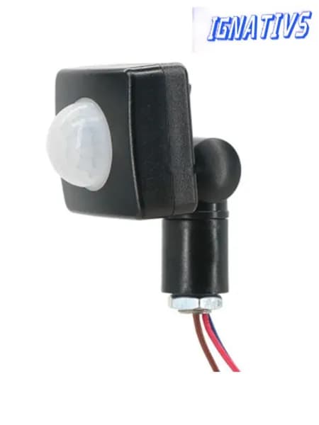 Датчик движения PIR 220V. Миниатюрный инфракрасный сенсор тела, переключатель для LED-прожектора "Настраиваемый / Черный