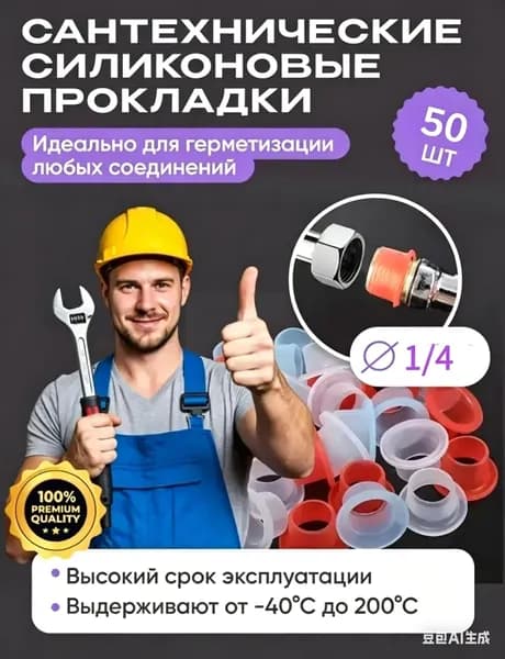 Силиконовая прокладка универсальная 1/4 для смесителя, набор 50шт