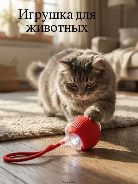 Мячик для животных убегающий, интерактивный, для кота, для кошки, для собак мелких пород
