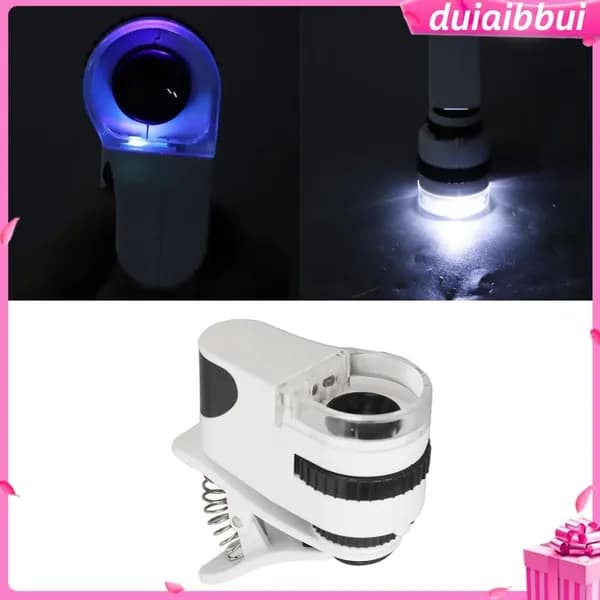 Универсальный клип-лупа с LED и UV подсветкой, 50x увеличение для анализа ювелирных изделий и печати