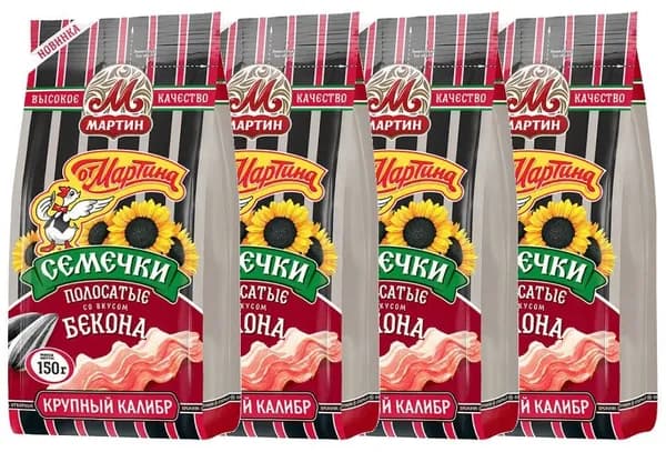 Семечки от Мартина Полосатые со вкусом бекона, 150г х 4шт