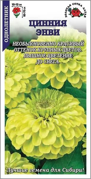 Цинния Энви /Сотка/ 0,2 г/ зеленая