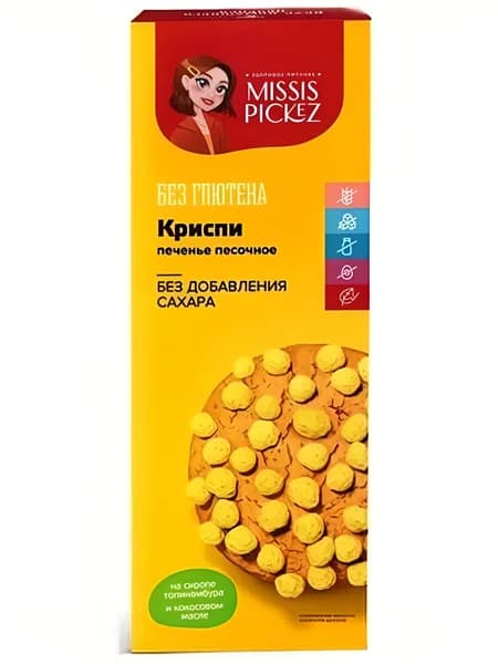 Печенье Криспи, Без сахара,глютена и лактозы, Missis Pickez, 100 г
