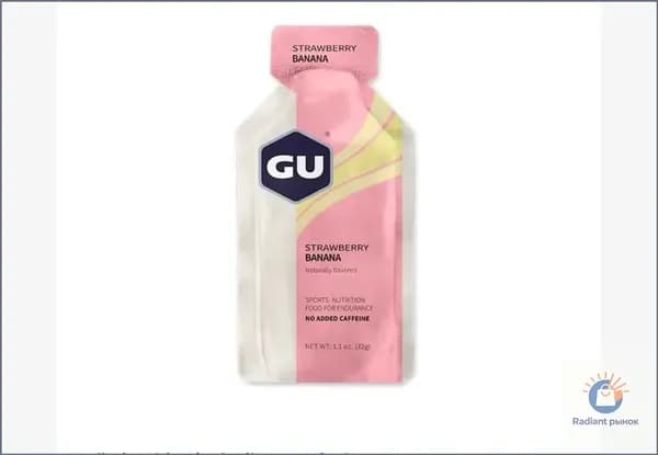 Энергетический гель GU Energy для бега и марафона (20 мг кофеина) со вкусом клубники и банана, 3 шт. х 32 г