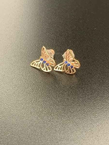 Jewelry Valley Серьги ювелирные"Пусеты" с синими фианитами, золочение, серебро 925 пробы