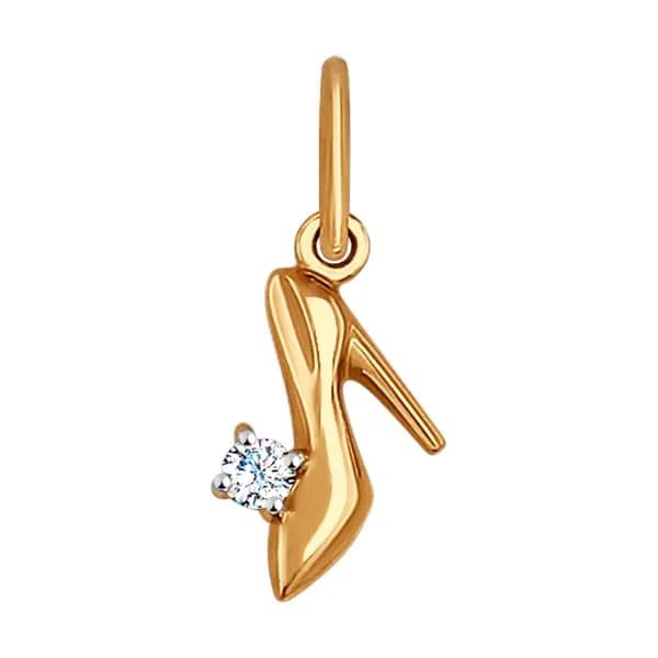 Золотая подвеска DIAMANT-ONLINE с фианитом 585 пробы