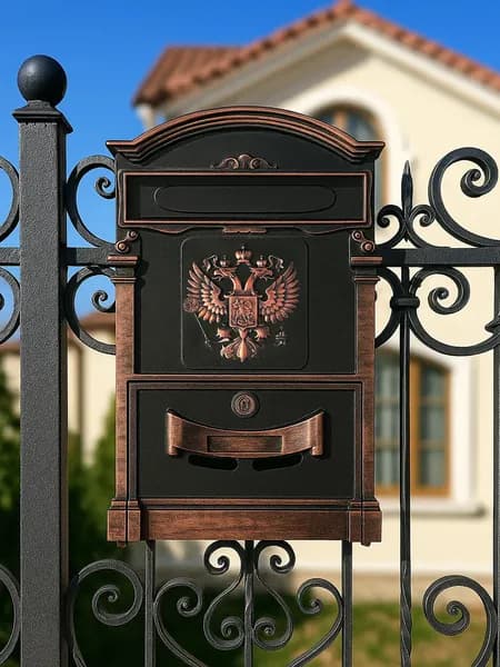 MyPost Почтовый ящик 1 секц. 410 мм x 255 мм x 90 мм, черный, медь