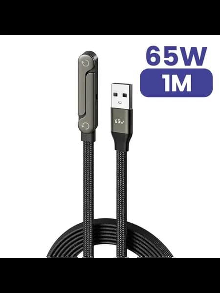 Кабель USB A-USB C 65W 1M Black со складной подставкой