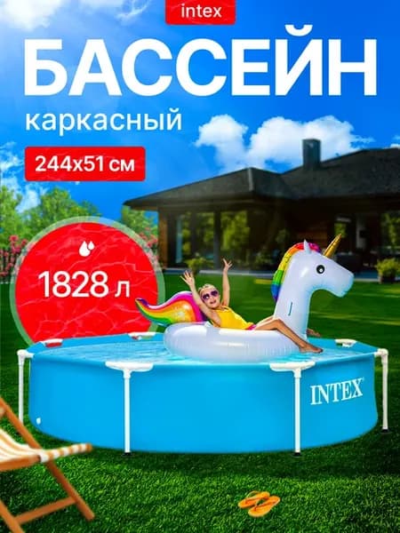 Бассейн каркасный круглый 28205 интекс 244х51