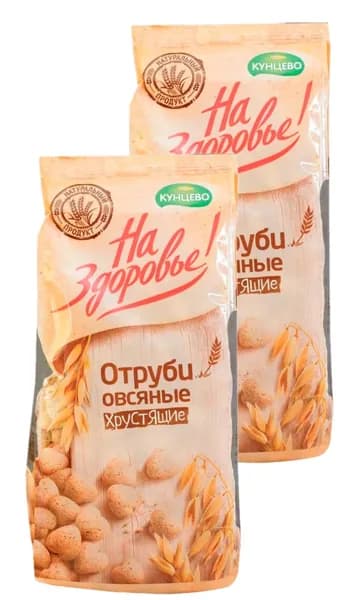 Кунцево На Здоровье, Отруби овсяные хрустящие, вкусный, легкий, экологически чистый продукт, 175 г. (2 шт.)