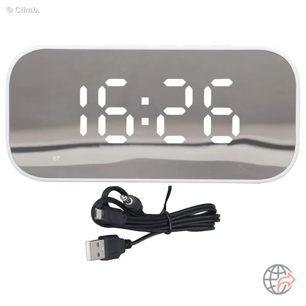Радиобудильник с Bluetooth, FM, диммером, термометром, портативный, белый