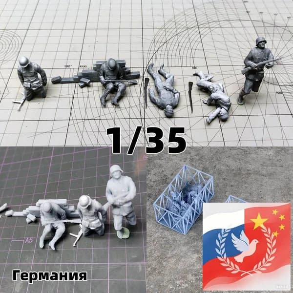 3Dпечать, фигурки солдат из смолы, немецкие модельнаборы, масштаб 135, неокрашенные, требуют самостоятельной сборки