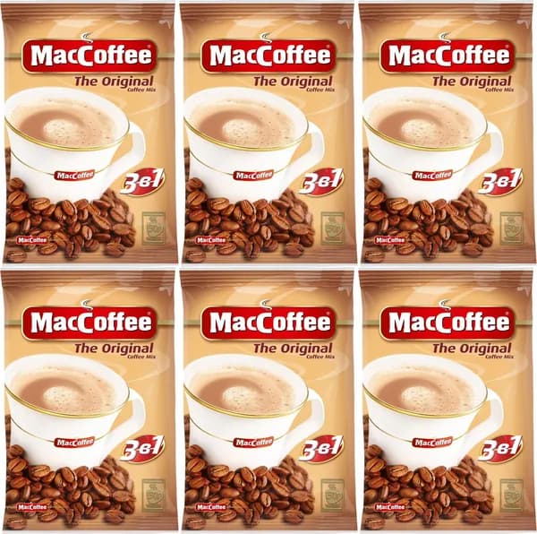 Кофейный напиток MacCoffee 3 в 1 растворимый 20 г х 50 шт, комплект: 6 упаковок по 1 кг
