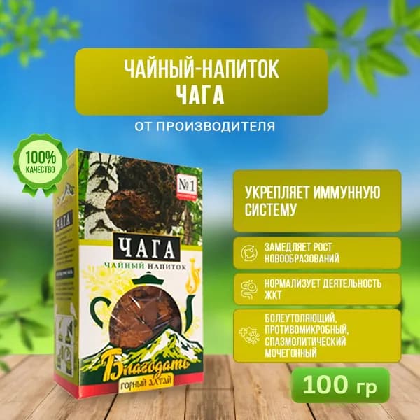 Чайный напиток Чага березовая натуральная №1, 100 гр