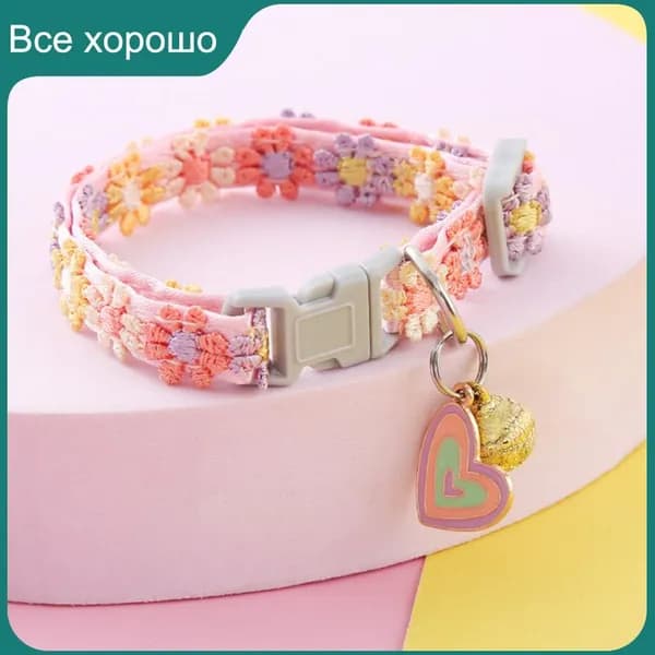 Мультяшная вышивка, мягкий и защитный галстук-бабочка для домашних животных, красочный ошейник для котенка с регулируемыми колокольчиками