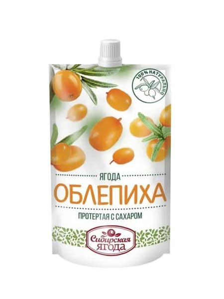 Сибирская Ягода протертая облепиха на сахаре 280г