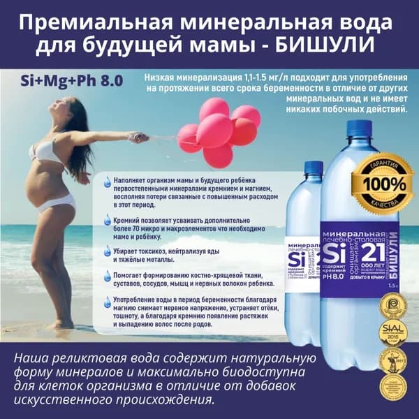 Реликтовая Кремниевая вода БИШУЛИ негазированная. 9 литров