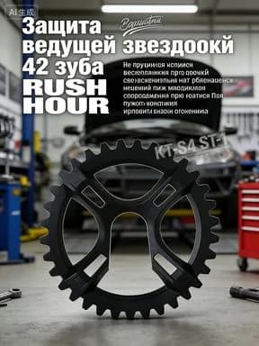 Защита звезды (рокринг) RUSH HOUR 42T, 180 мм пластиковый кожух цепи и шатунов (арт. 138-69-200)