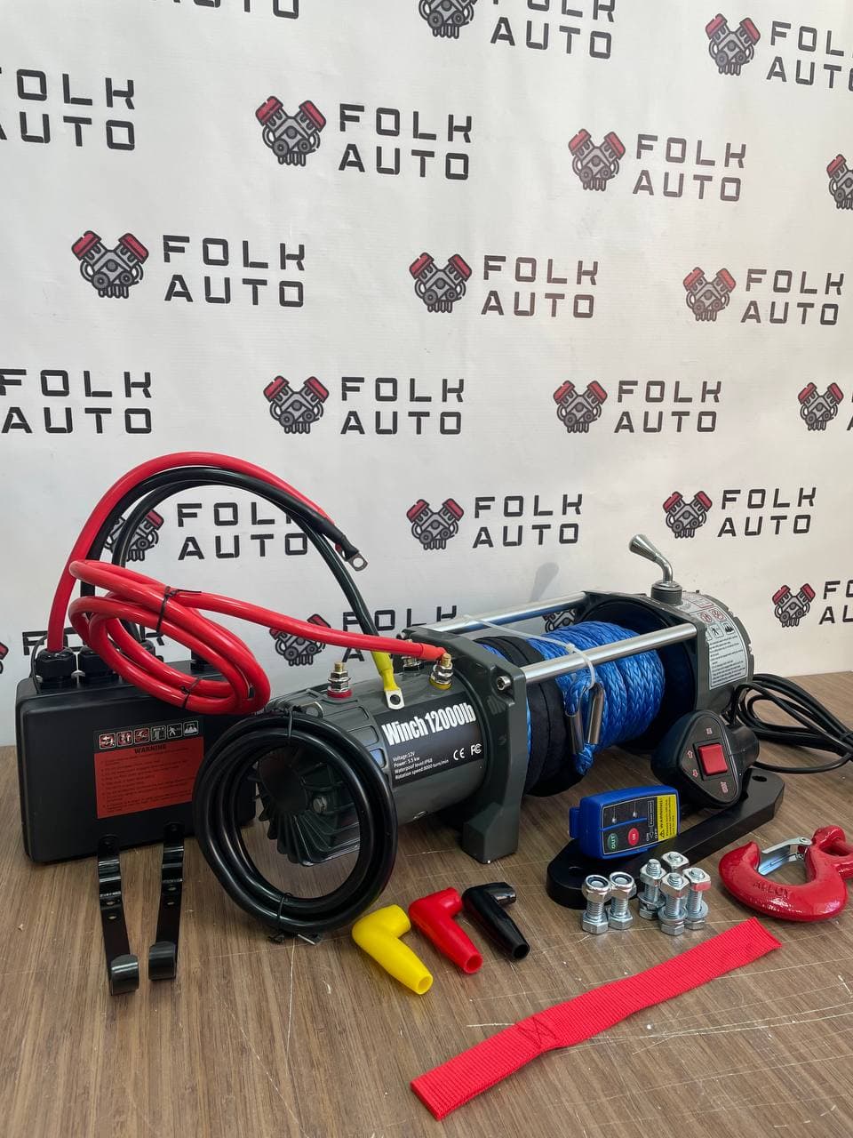 Лебедка электрическая 12V Electric Winch 12000lbs/ 5443 кг (Блок управления влагозащищен IP66) кевларовый трос 10мм*17м